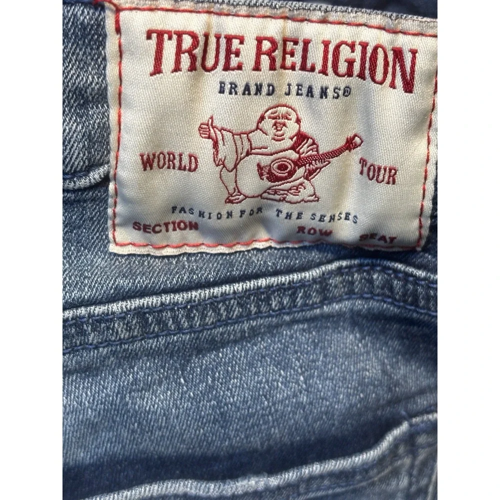 True Religion Men's Rocco Relaxed Skinny Jeans Size 32 Moto Ribbed Biker Hip hop